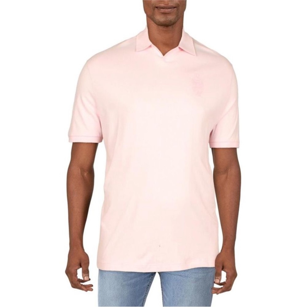 Karl Lagerfeld Paris Mens‎ Pink Collared Pullover Tee Polo Shirt